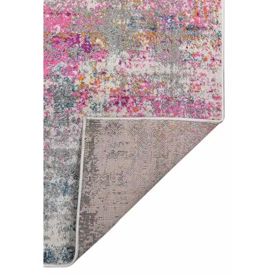 3' X 5' Pink and Orange Abstract Power Loom Area Rug Photo 4