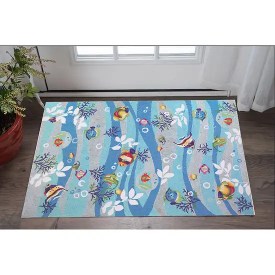 1' X 2' Polyester Blue Area Rug Photo 1