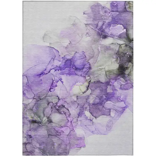 3' X 4' Purple Abstract Washable Non Skid Indoor Outdoor Area Rug Photo 2