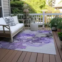 Photo of 3' X 4' Purple Abstract Washable Non Skid Indoor Outdoor Area Rug