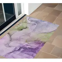 Photo of 3' X 4' Purple Abstract Washable Non Skid Indoor Outdoor Area Rug