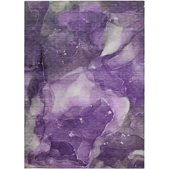 3' X 4' Purple Abstract Washable Non Skid Indoor Outdoor Area Rug Photo 4