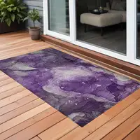 Photo of 3' X 4' Purple Abstract Washable Non Skid Indoor Outdoor Area Rug