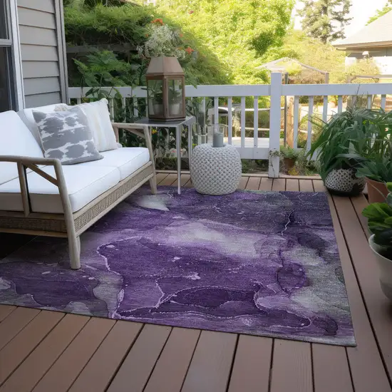 Purple Abstract Washable Non Skid Indoor Outdoor Area Rug Photo 8