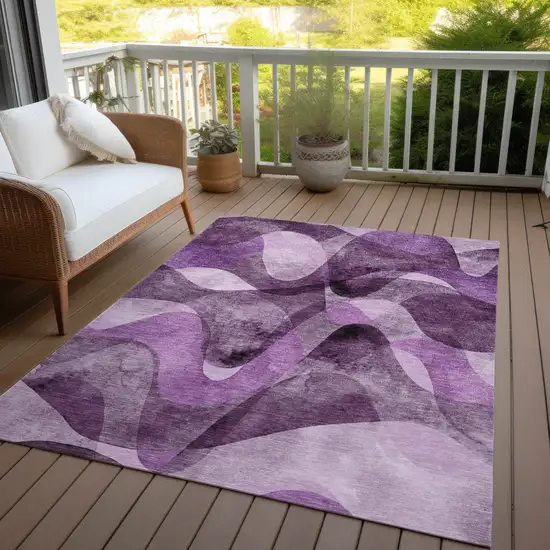 3' X 4' Purple Abstract Washable Non Skid Indoor Outdoor Area Rug Photo 6