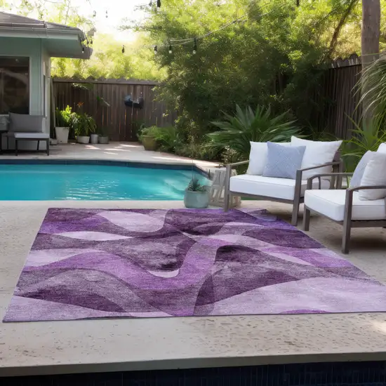 3' X 4' Purple Abstract Washable Non Skid Indoor Outdoor Area Rug Photo 9