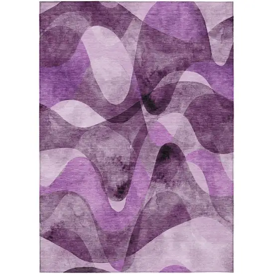 3' X 4' Purple Abstract Washable Non Skid Indoor Outdoor Area Rug Photo 2