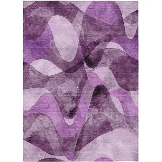 3' X 5' Purple Abstract Washable Non Skid Indoor Outdoor Area Rug Photo 1