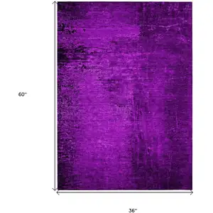 Photo of 3' X 5' Purple Abstract Washable Non Skid Indoor Outdoor Area Rug