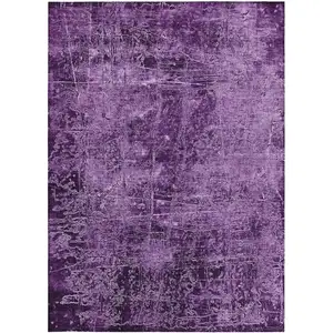 Photo of 3' X 4' Purple Abstract Washable Non Skid Indoor Outdoor Area Rug