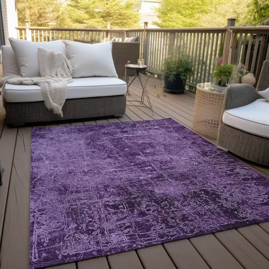 3' X 4' Purple Abstract Washable Non Skid Indoor Outdoor Area Rug Photo 8