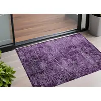 Photo of 3' X 5' Purple Abstract Washable Non Skid Indoor Outdoor Area Rug