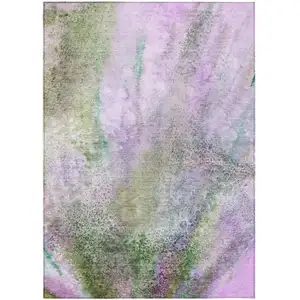 Photo of 3' X 4' Purple Abstract Washable Non Skid Indoor Outdoor Area Rug