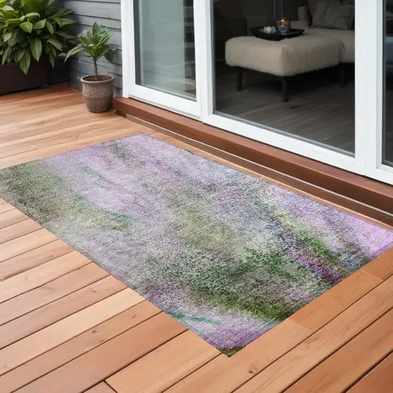 3' X 5' Purple Abstract Washable Non Skid Indoor Outdoor Area Rug Photo 1