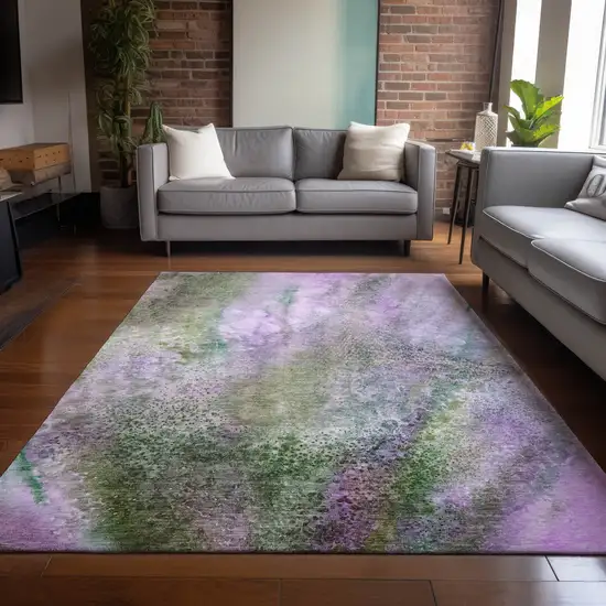 Purple Abstract Washable Non Skid Indoor Outdoor Area Rug Photo 8