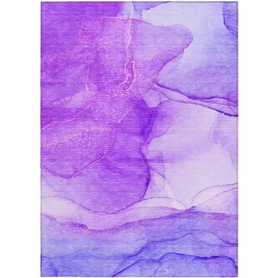 3' X 5' Purple Abstract Washable Non Skid Indoor Outdoor Area Rug Photo 7