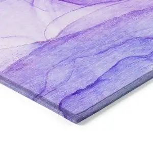 Photo of 3' X 5' Purple Abstract Washable Non Skid Indoor Outdoor Area Rug