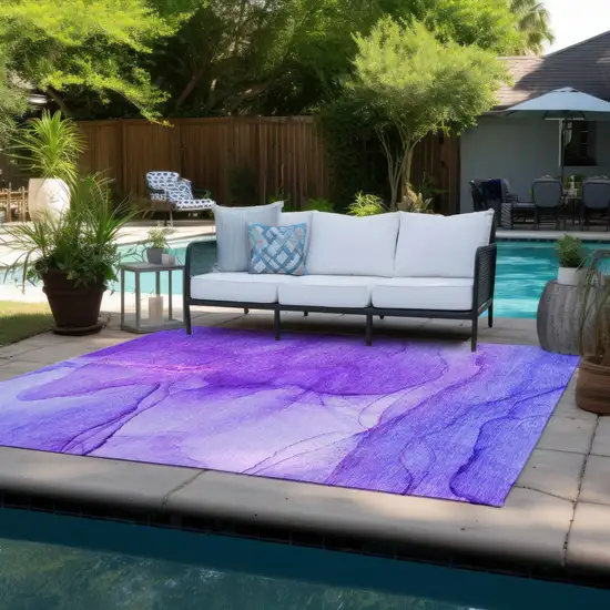 3' X 5' Purple Abstract Washable Non Skid Indoor Outdoor Area Rug Photo 8