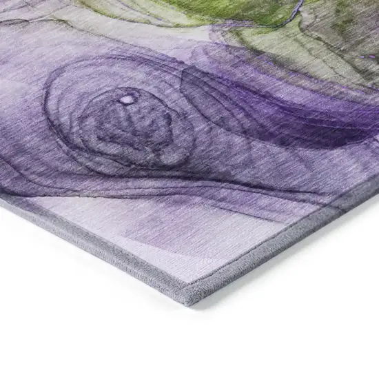 Purple Abstract Washable Non Skid Indoor Outdoor Area Rug Photo 5