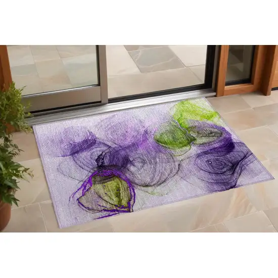 3' X 5' Purple Abstract Washable Non Skid Indoor Outdoor Area Rug Photo 1