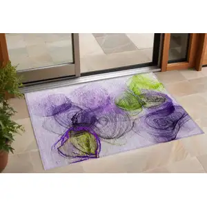 Photo of 3' X 5' Purple Abstract Washable Non Skid Indoor Outdoor Area Rug