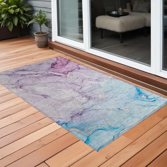 Purple Abstract Washable Non Skid Indoor Outdoor Area Rug Photo 1