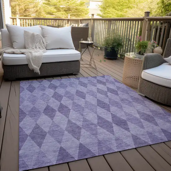 3' X 4' Purple Geometric Washable Non Skid Indoor Outdoor Area Rug Photo 8