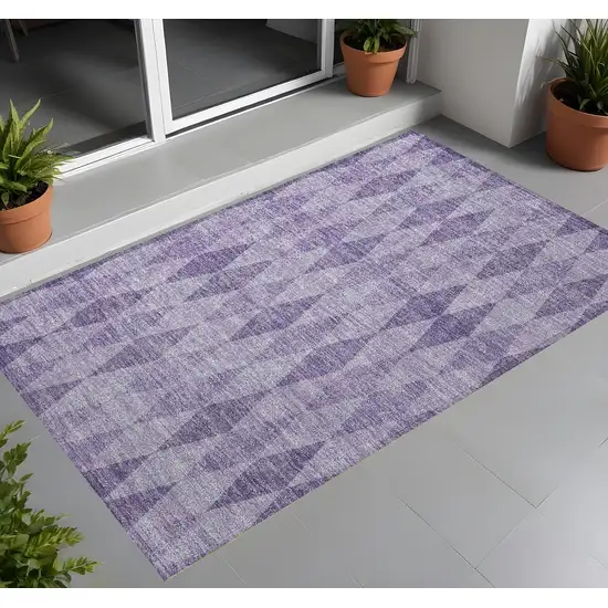 3' X 5' Purple Geometric Washable Non Skid Indoor Outdoor Area Rug Photo 1