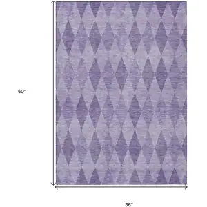 Photo of 3' X 5' Purple Geometric Washable Non Skid Indoor Outdoor Area Rug