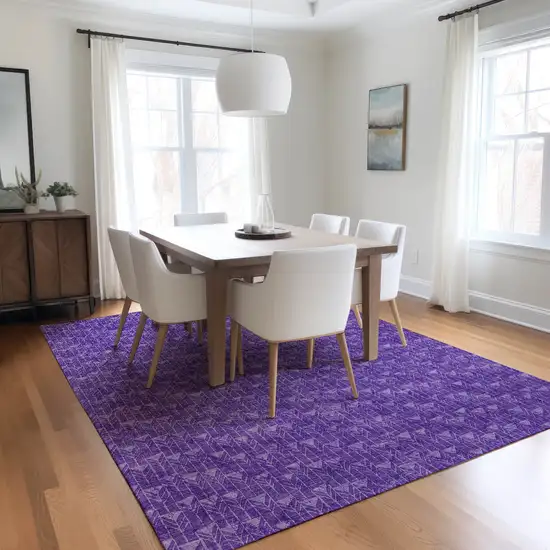 3' X 4' Purple Geometric Washable Non Skid Indoor Outdoor Area Rug Photo 8