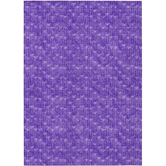 Purple Geometric Washable Non Skid Indoor Outdoor Area Rug Photo 2