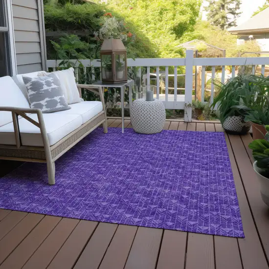 Purple Geometric Washable Non Skid Indoor Outdoor Area Rug Photo 8