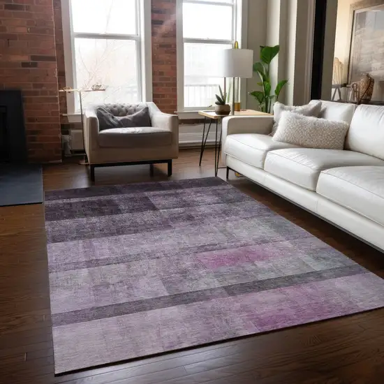 3' X 4' Purple Ombre Washable Non Skid Indoor Outdoor Area Rug Photo 9