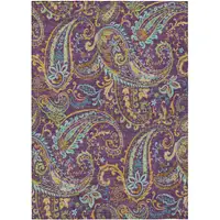 Photo of 3' X 4' Purple Paisley Washable Non Skid Indoor Outdoor Area Rug