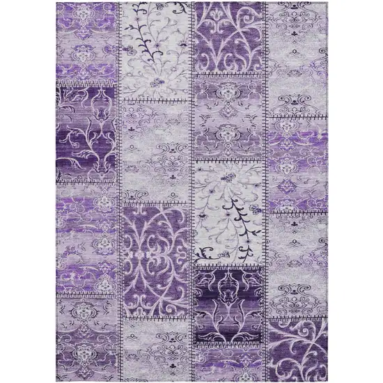 3' X 4' Purple Patchwork Washable Non Skid Indoor Outdoor Area Rug Photo 4