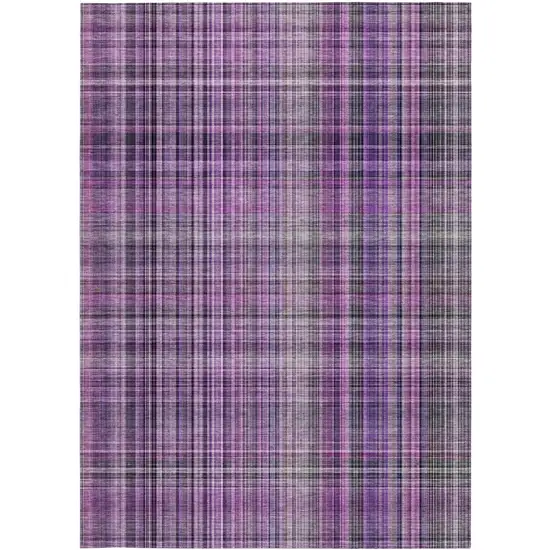 3' X 4' Purple Plaid Washable Non Skid Indoor Outdoor Area Rug Photo 4