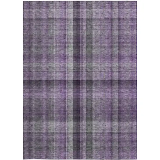 3' X 4' Purple Plaid Washable Non Skid Indoor Outdoor Area Rug Photo 3