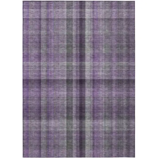 3' X 4' Purple Plaid Washable Non Skid Indoor Outdoor Area Rug Photo 1