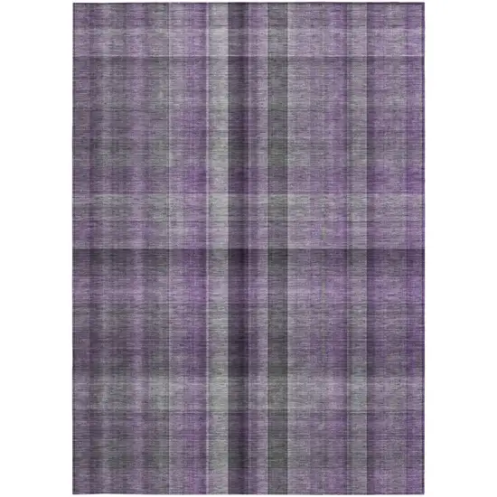 Purple Plaid Washable Non Skid Indoor Outdoor Area Rug Photo 4