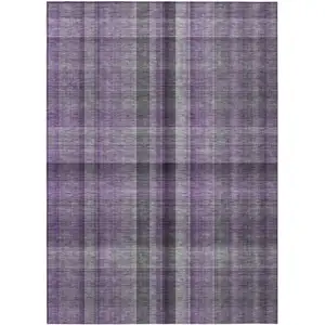 Photo of 3' X 5' Purple Plaid Washable Non Skid Indoor Outdoor Area Rug