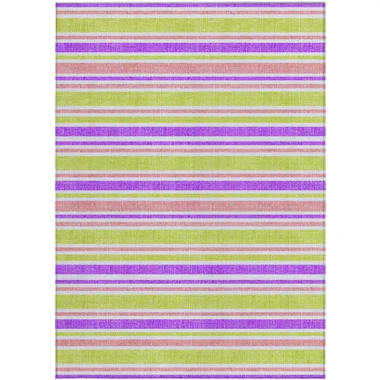 3' X 4' Purple Striped Washable Non Skid Indoor Outdoor Area Rug Photo 4