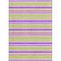 Photo of 3' X 4' Purple Striped Washable Non Skid Indoor Outdoor Area Rug