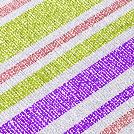 Purple Green and Pink Striped Washable Non Skid Indoor Outdoor Area Rug Photo 7