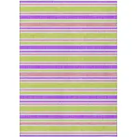 Photo of 3' X 5' Purple Striped Washable Non Skid Indoor Outdoor Area Rug