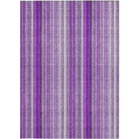 3' X 4' Purple Striped Washable Non Skid Indoor Outdoor Area Rug Photo 4