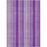 Photo of 3' X 5' Purple Striped Washable Non Skid Indoor Outdoor Area Rug