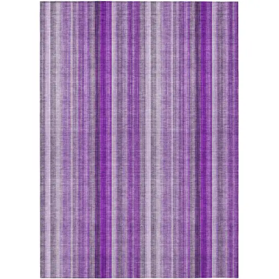 3' X 5' Purple Striped Washable Non Skid Indoor Outdoor Area Rug Photo 2