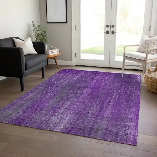 3' X 5' Purple Striped Washable Non Skid Indoor Outdoor Area Rug Photo 9