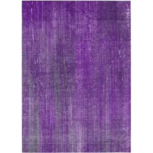 Photo of 3' X 5' Purple Striped Washable Non Skid Indoor Outdoor Area Rug