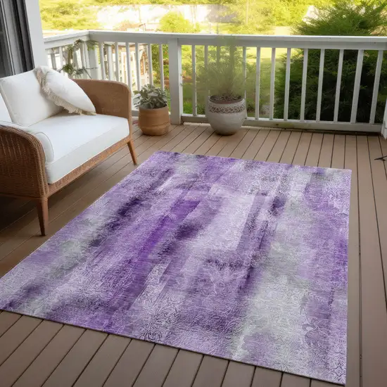 3' X 4' Purple Washable Non Skid Indoor Outdoor Area Rug Photo 8